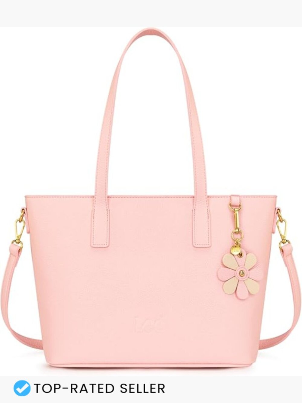 Large Tote Satchel Crossbody Bag for Women Work Casual Vegan Leather Gold
